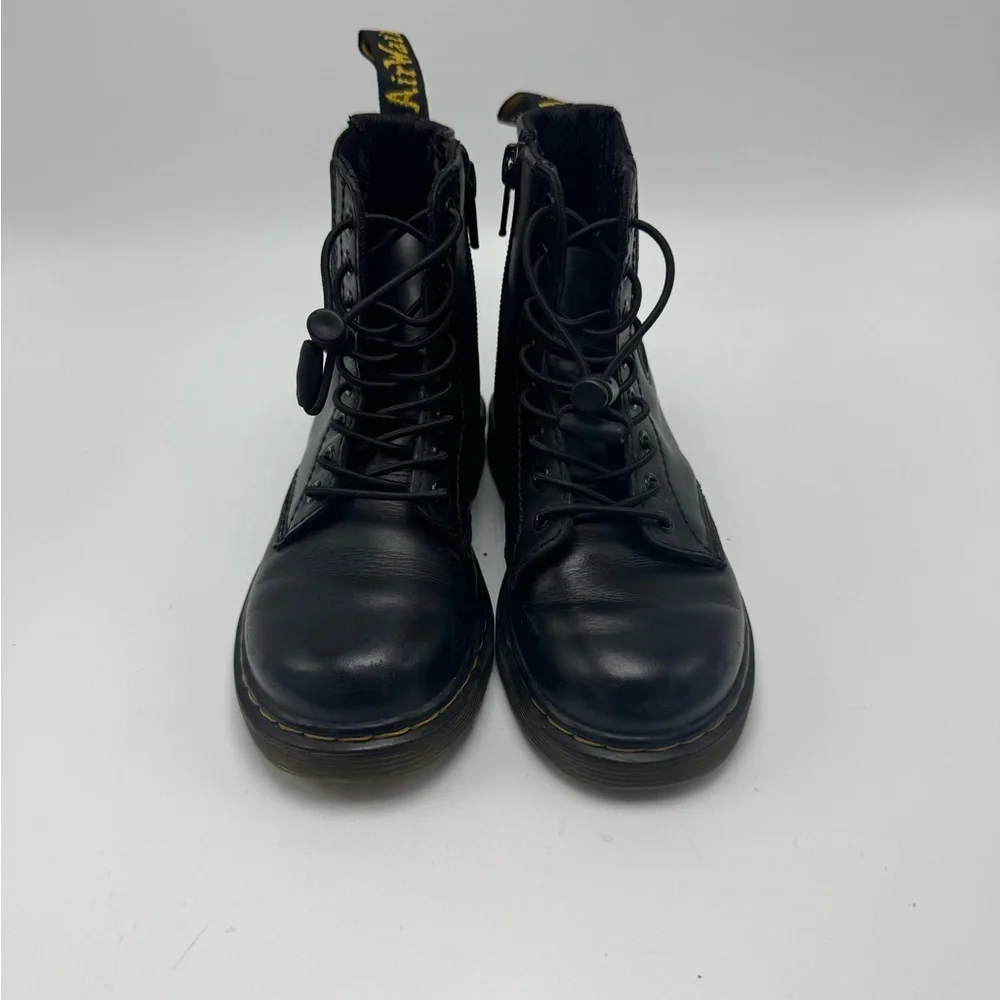 Dr. Martens Junior 1460 Harper Girls Size 11 Black Lace Up Boots Side Zip Combat